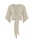 Aura Wrap Top - Oatmeal: Oatmeal / S-M