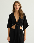 Aura Wrap Top - Black: Black / S-M