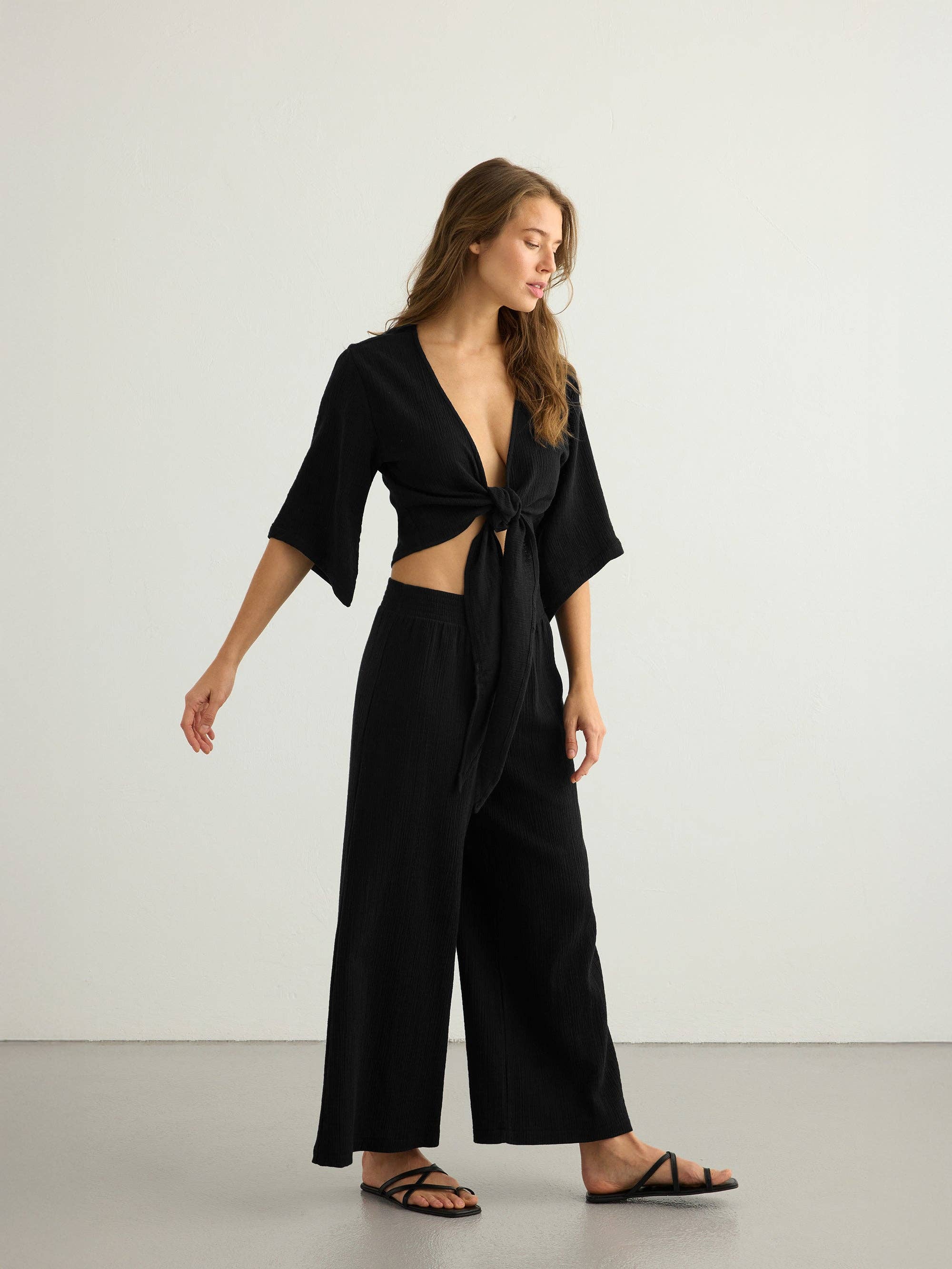 Aura Wrap Top - Black: Black / S-M