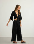 Aura Wrap Top - Black: Black / S-M