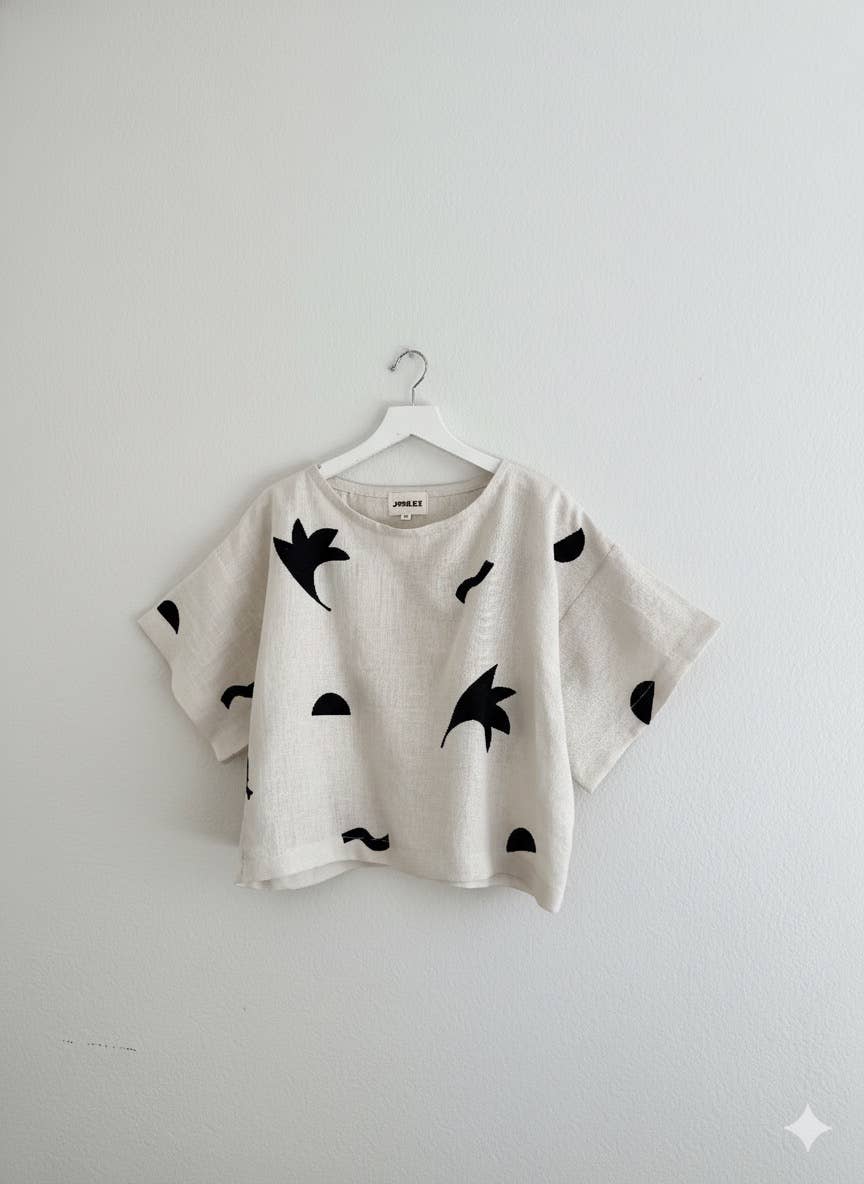 Fall oat linen top: S