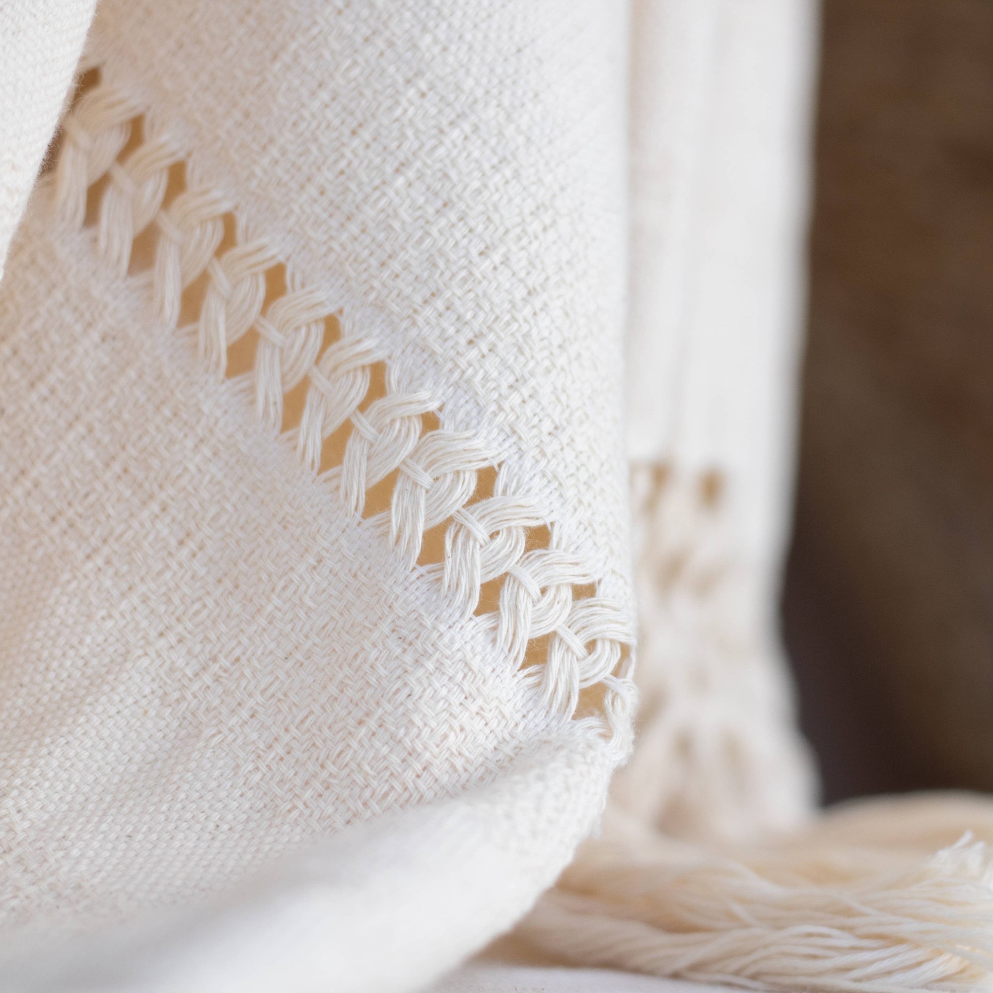 Handwoven Organic Cotton Shawl Wrap - Natural Cotton