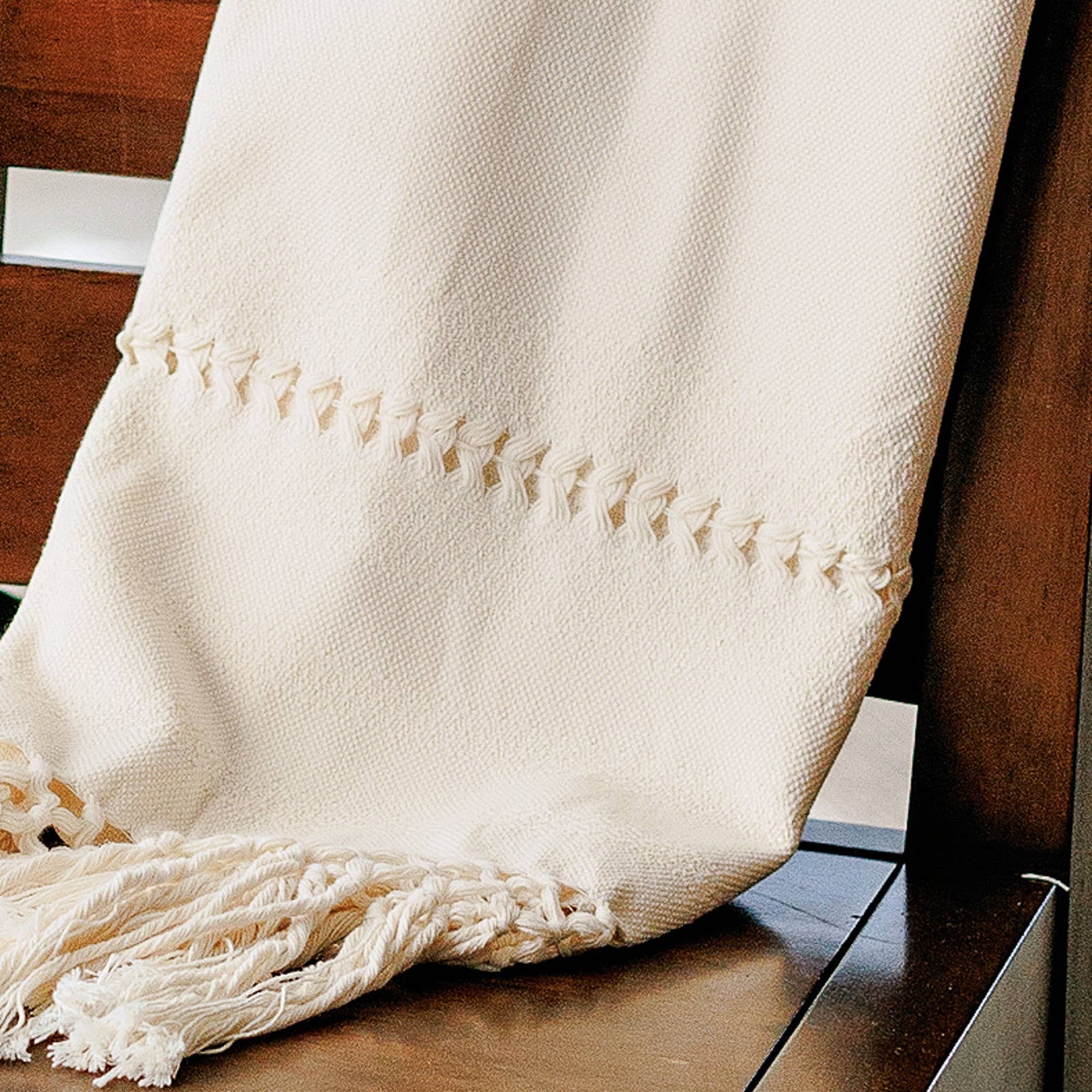 Handwoven Organic Cotton Shawl Wrap - Natural Cotton