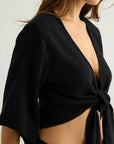 Aura Wrap Top - Black: Black / S-M