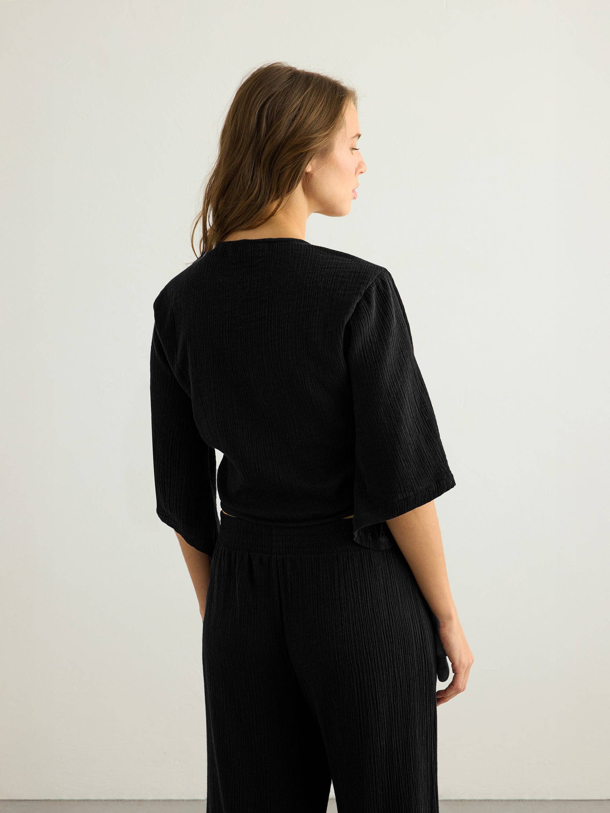 Aura Wrap Top - Black: Black / S-M