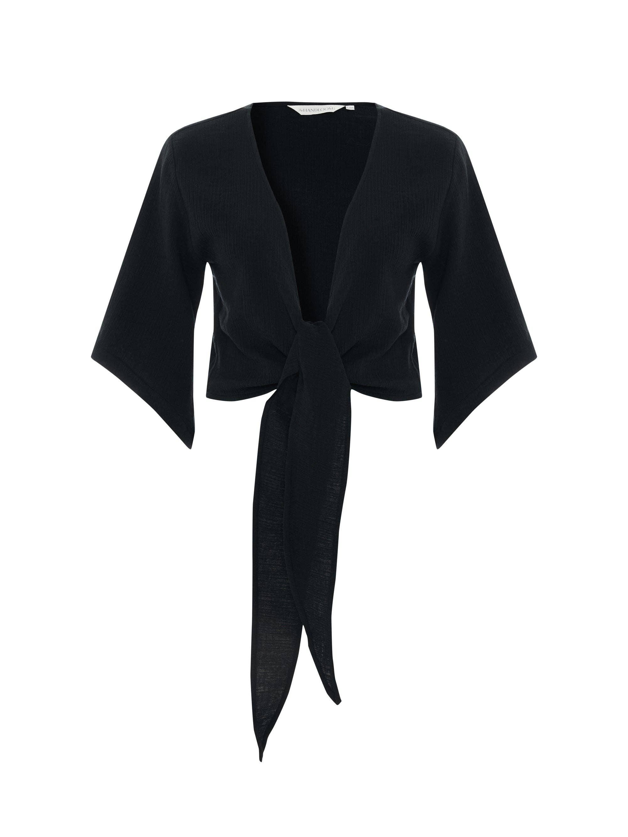 Aura Wrap Top - Black: Black / S-M