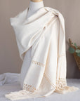 Handwoven Organic Cotton Shawl Wrap - Natural Cotton